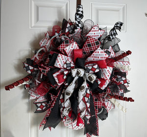 Red & Black Sports Team Wreath | Game Day Door Decor by Bouge Creations, view 5