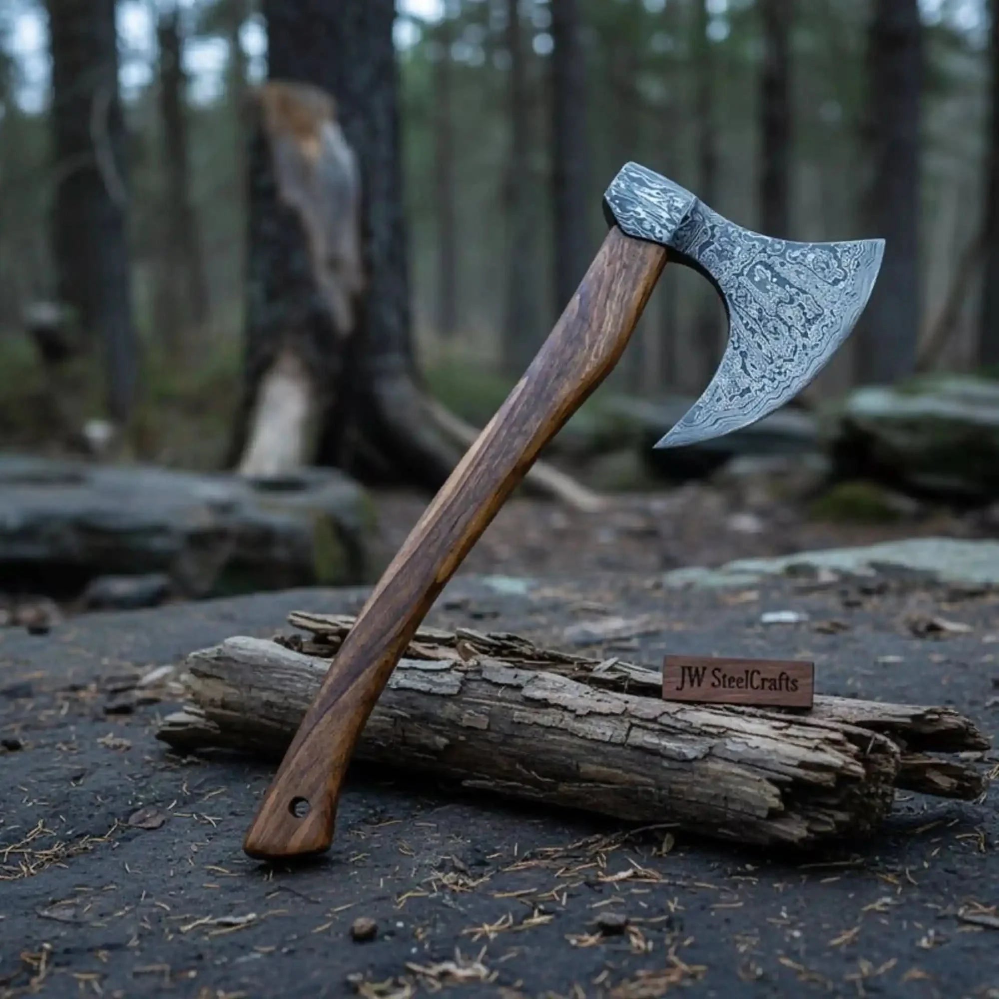 18"Inches Damascus Steel Axe Viking Axe Hatchet Axe Bearded Axe Tomahawk by JW SteelCrafts, Southern lifestyle apparel detail photo 2