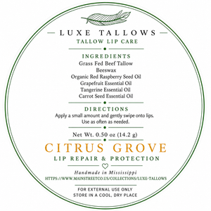 Luxe Tallows Citrus Grove Lip Repair & Protection — Tallow Lip Balm | .50 oz by Luxe Tallows, natural skincare detail photo 3