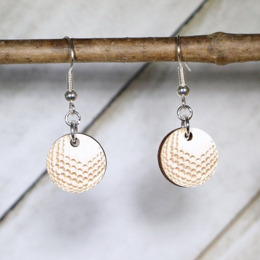Golf Ball Wooden Earrings | Golf Lover Sports Jewelry