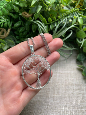 Clear Quartz Tree of Life Necklace