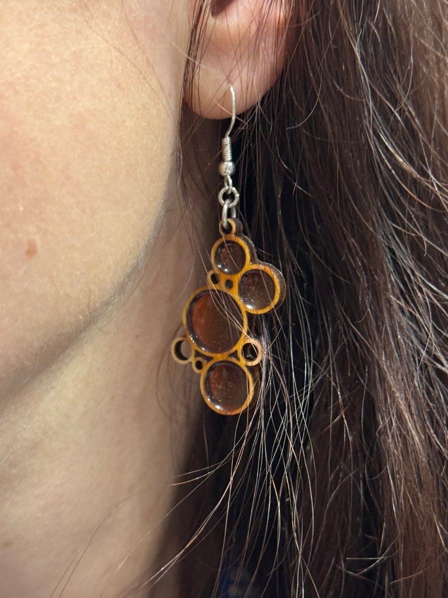Colorful Boho Bubble Wooden Resin Earrings | Retro Statement Jewelry