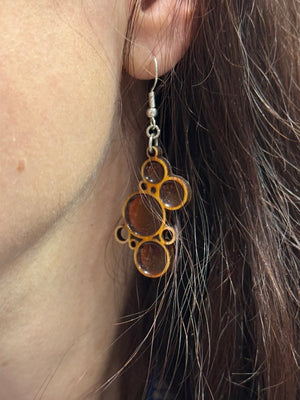 Colorful Boho Bubble Wooden Resin Earrings | Retro Statement Jewelry
