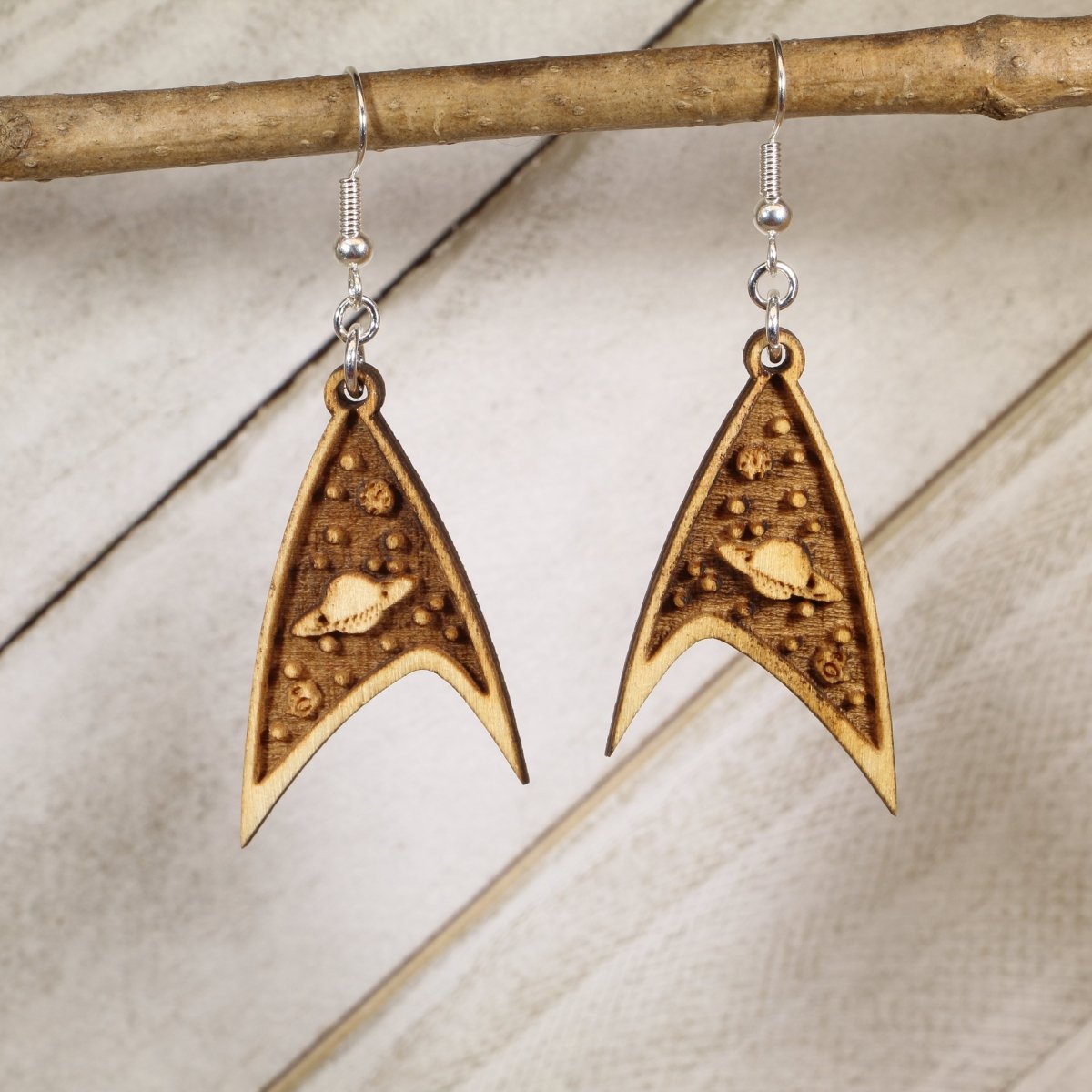 Cosmic Trek Wooden Earrings | Sci-Fi Space Fan Jewelry