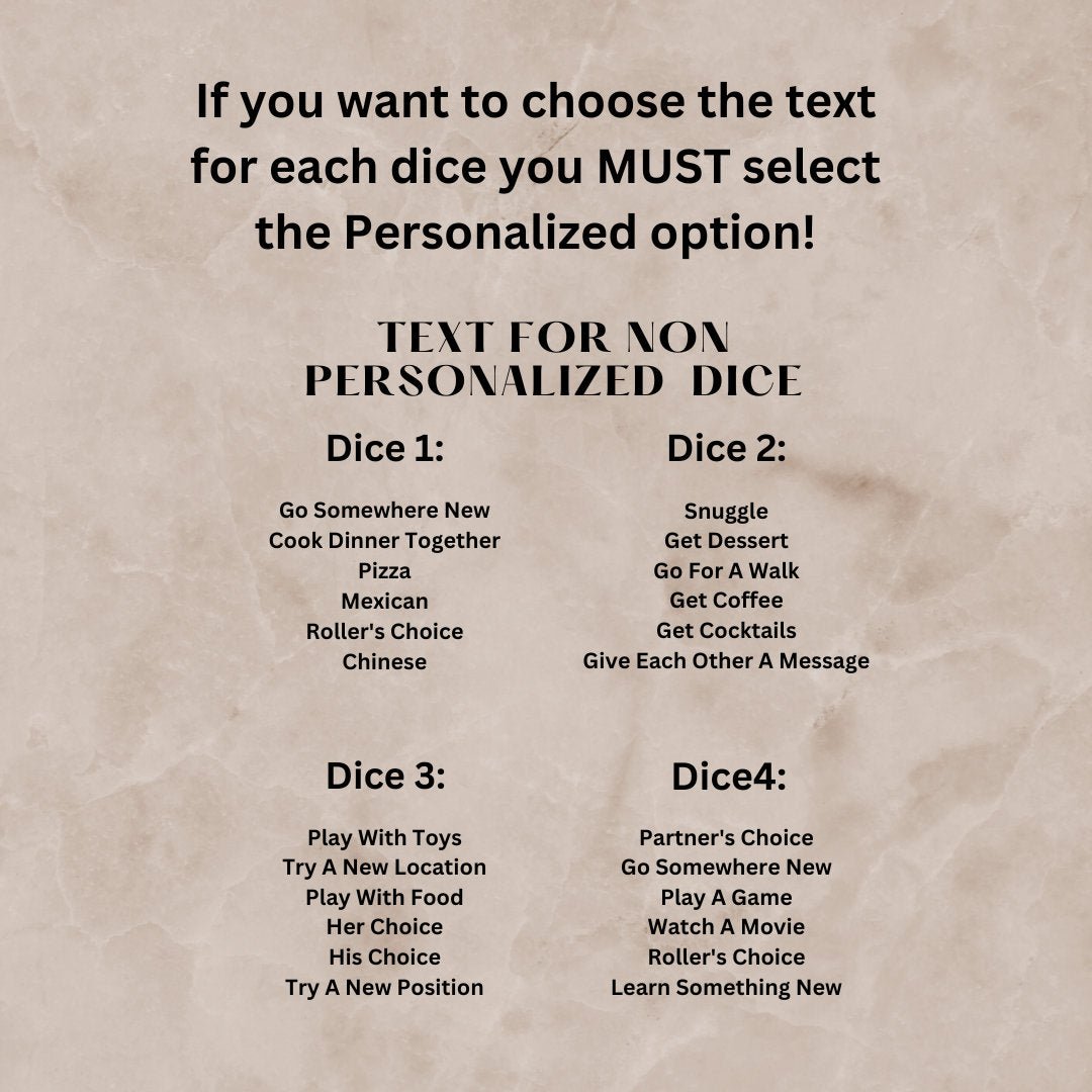 Personalized Couples Date Decision Dice detail view by EverLee Creations