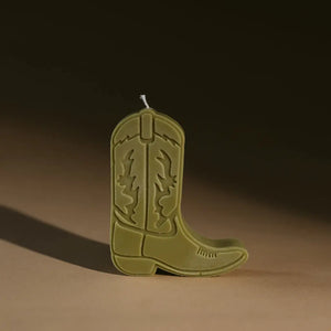 Cowboy boot shape candles by gold + ivy, scented candle detail photo 4