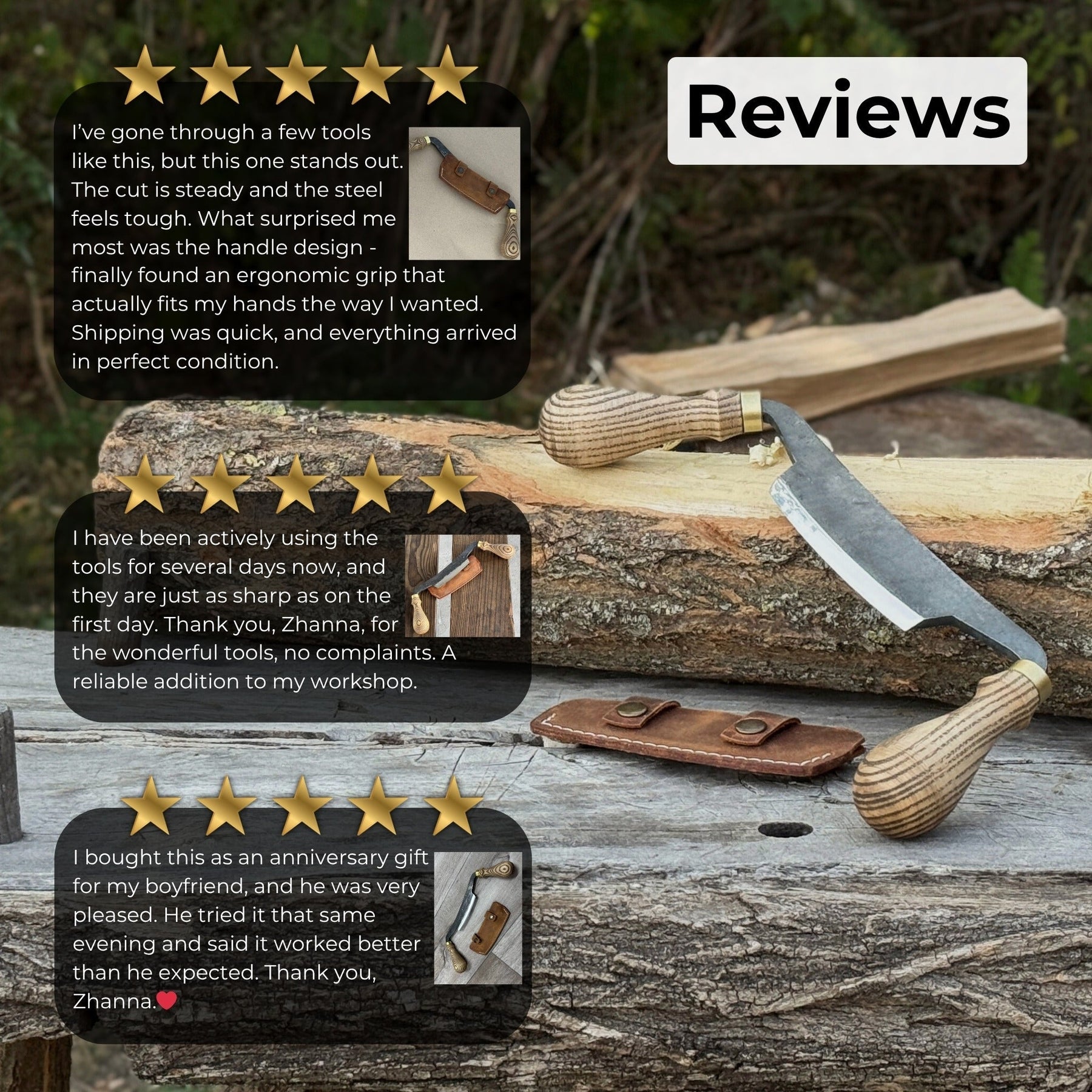 Curved Draw Knife (Push/Pull Shave), 10.5 cm (4.1 inch) Cutting Edge