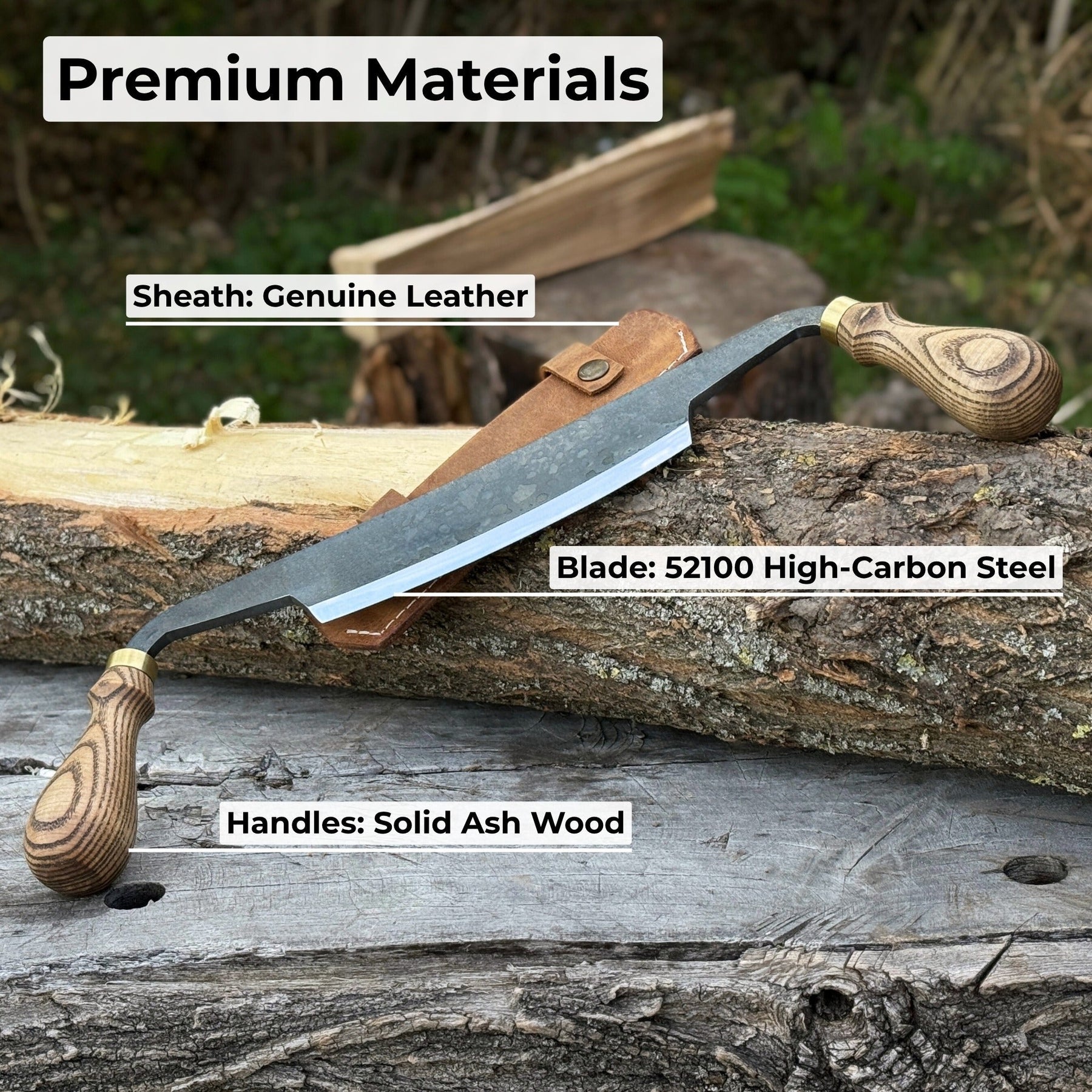 Curved Draw Knife (Push/Pull Shave), 14.5 cm (5.7 inch) Cutting Edge