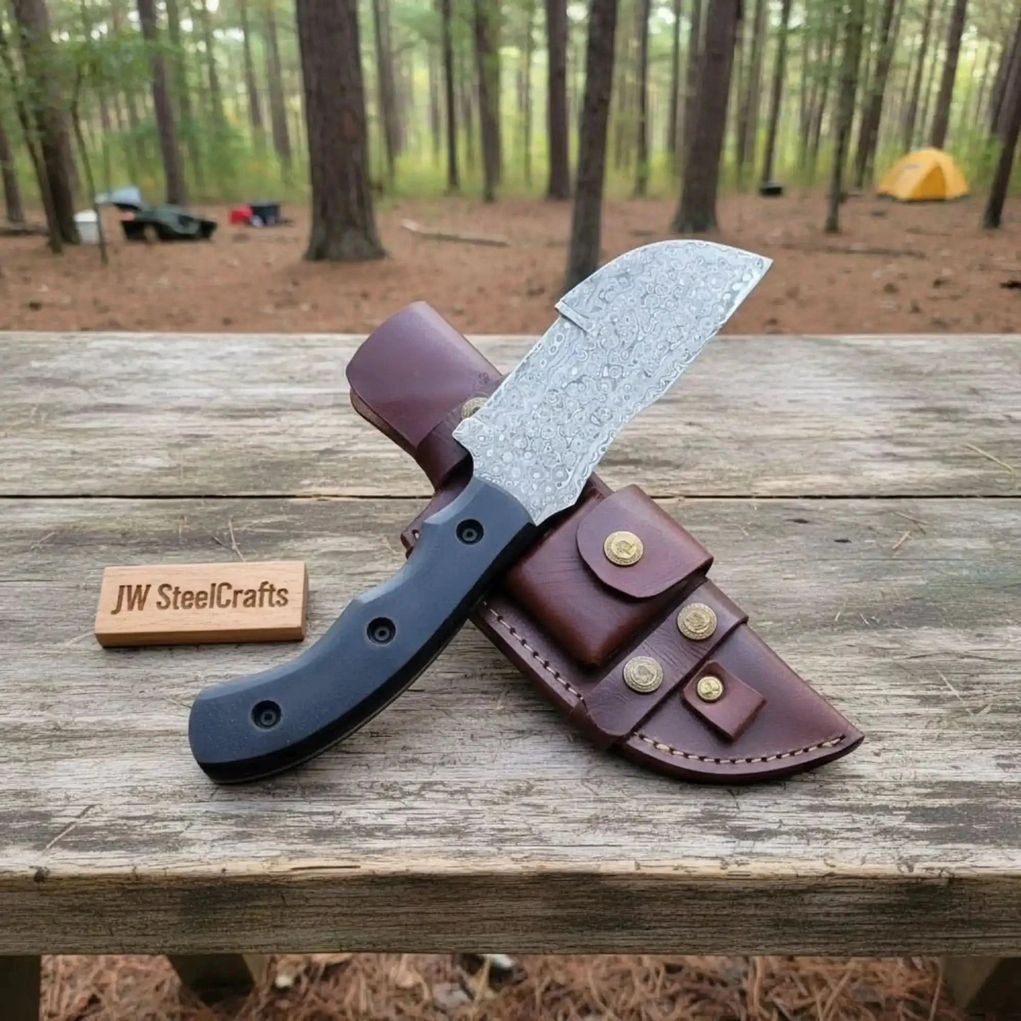 Custom Handmade - 12.Inches Beautiful Full Damascus Tracker knife by JW SteelCrafts, Damascus knife main product photo