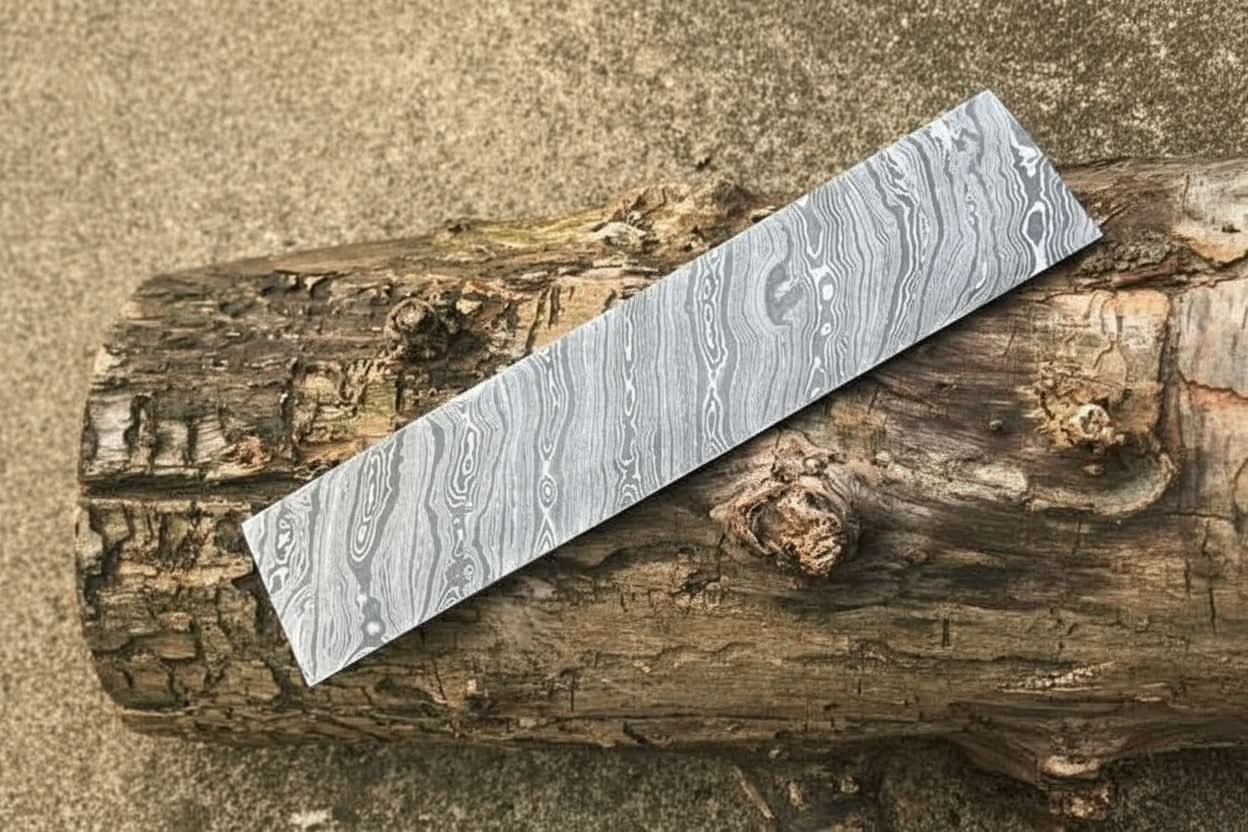 Custom Handmade Damascus Steel 10” Blank Billet- Blade For Knife Making DE-46 by JW SteelCrafts, Damascus knife main product photo