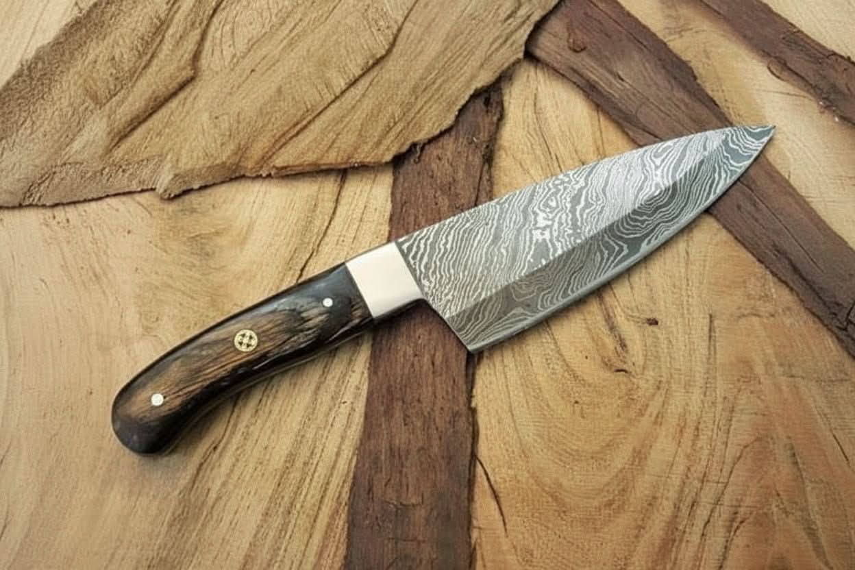 Custom Handmade Damascus Steel Full Tang Chef Knife / Vegetable Knife / Kitchen Knife DK-0128 by JW SteelCrafts, Damascus knife main product photo