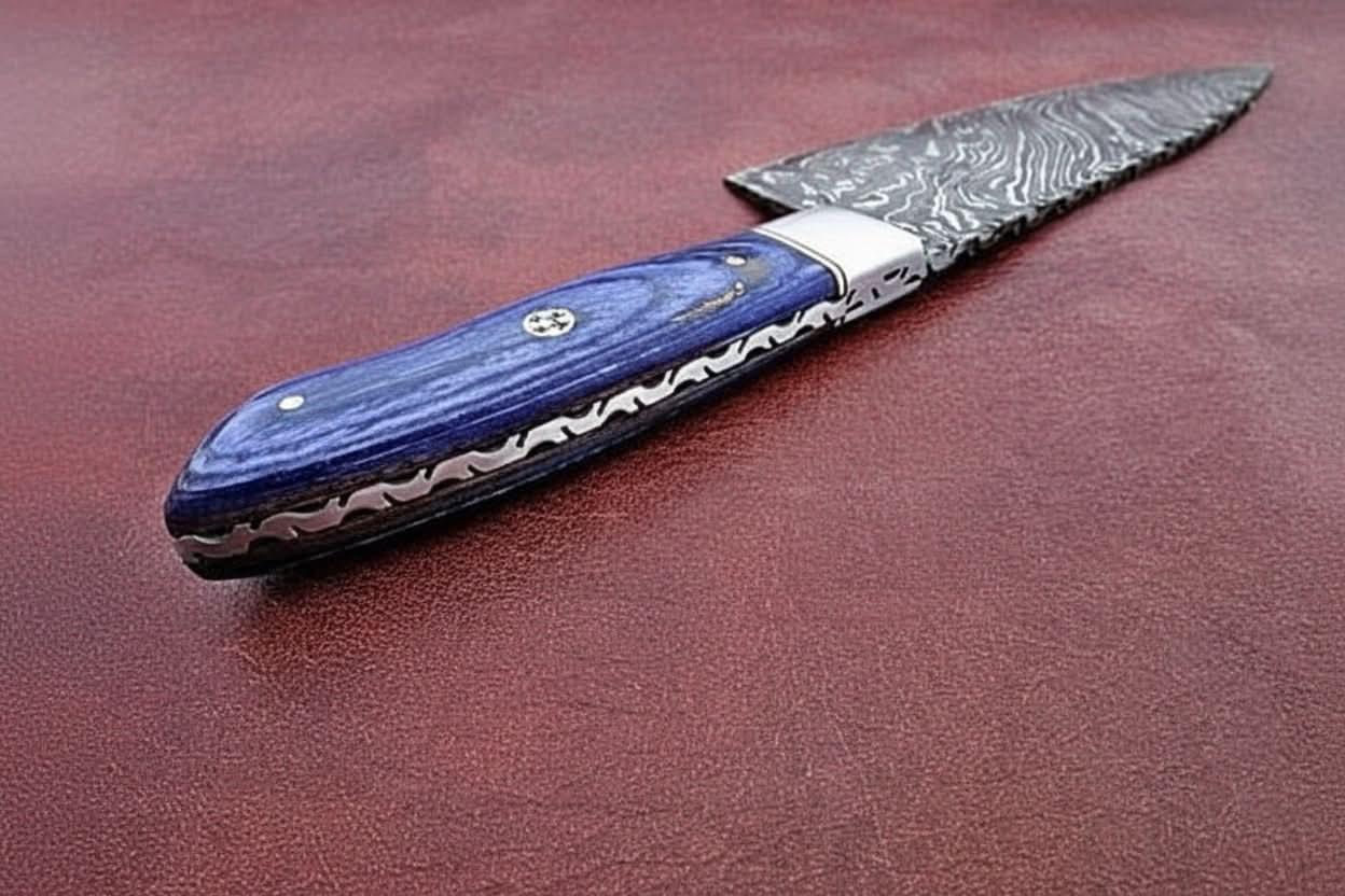 Custom Handmade Damascus Steel Full Tang Chef Knife / Vegetable Knife / Kitchen Knife DK-0130 by JW SteelCrafts, Damascus knife detail photo 2