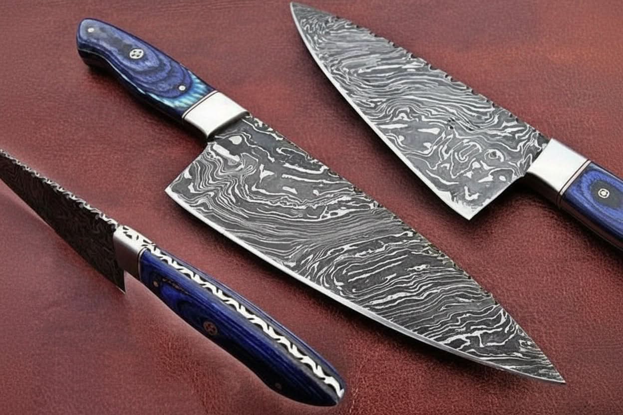 Custom Handmade Damascus Steel Full Tang Chef Knife / Vegetable Knife / Kitchen Knife DK-0130 by JW SteelCrafts, Damascus knife main product photo