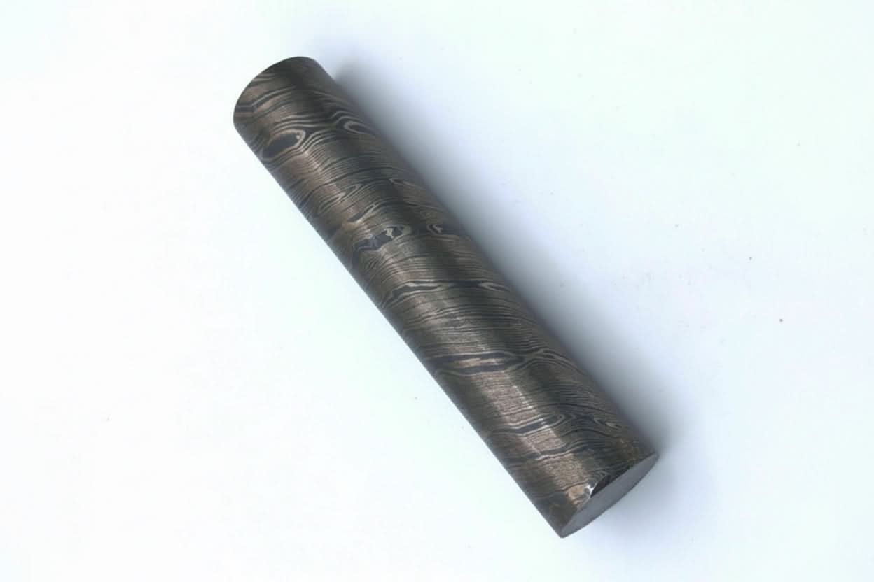 25.5 mm Damascus Steel Round Rod for Rings Pens Buckles by JW SteelCrafts, handmade jewelry main product photo