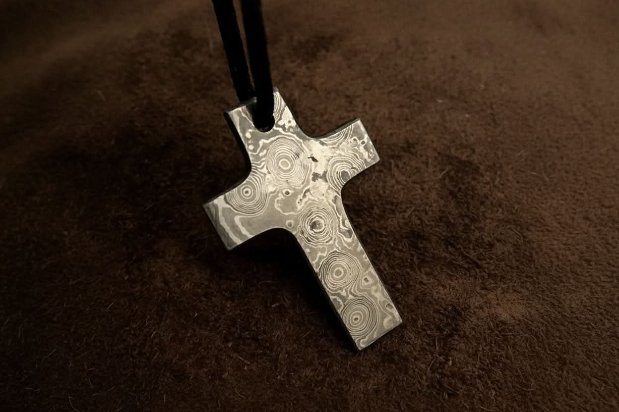 Custom Handmade Damascus steel Viking pendant /Thor Hammer Pendant DE-0013 by JW SteelCrafts, handmade jewelry detail photo 2