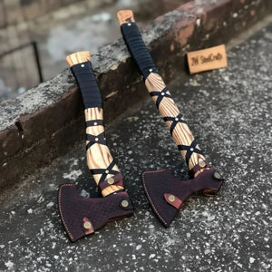 Fenrir Wolf Viking Axe Pair with Acid Etched Bearded Heads