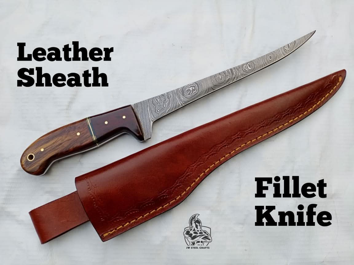 Custom Made Fillet Knife by JW SteelCrafts, Damascus knife main product photo