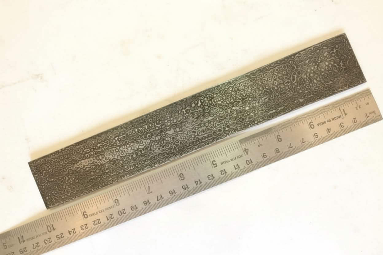 Raindrop Pattern Damascus Steel Billet Bar for Knife Making and Bladesmith Stock by JW SteelCrafts, Damascus knife main product photo