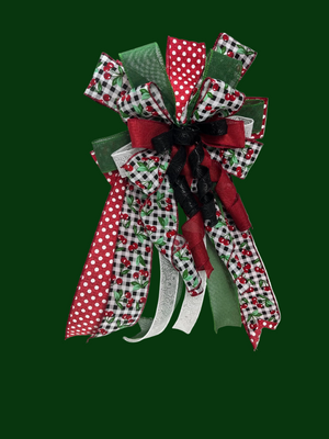 Cherry Gingham Door Bow handmade by Bouge Creations in Mississippi