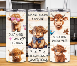 "Grazing, Blazing, & Amazing" 20oz Cow Tumbler