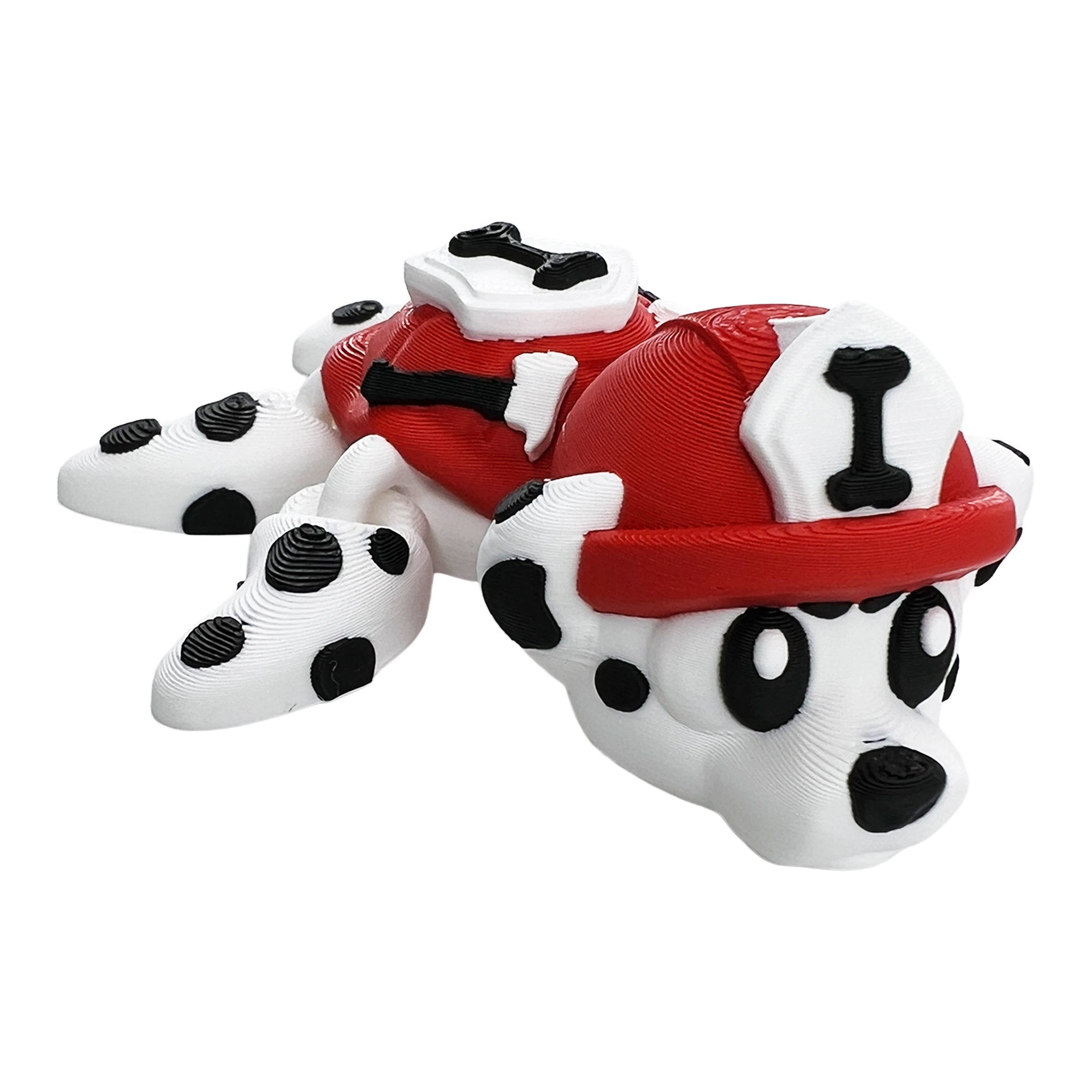 Dalmatian firefighter turtle articulated 3D printed toy shown from the front side