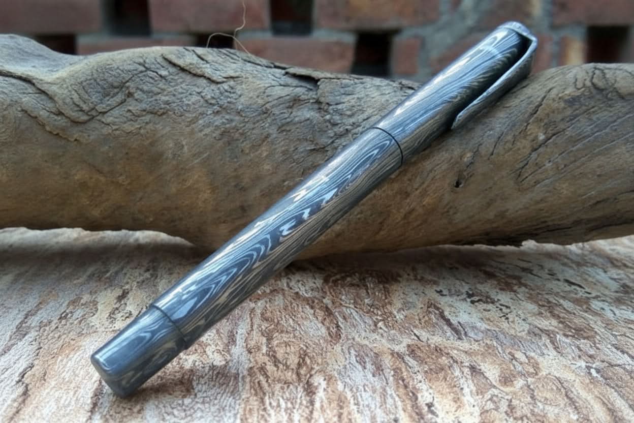 Damascus Knife Handmade - 05'' Damascus steel pen Parker ink filler DE-0081 by JW SteelCrafts, Damascus knife main product photo