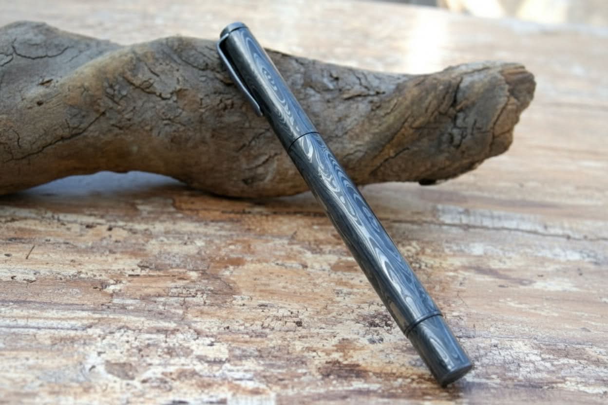 Damascus Knife Handmade - 05'' Damascus steel pen Parker ink filler DE-0081 by JW SteelCrafts, Damascus knife detail photo 2