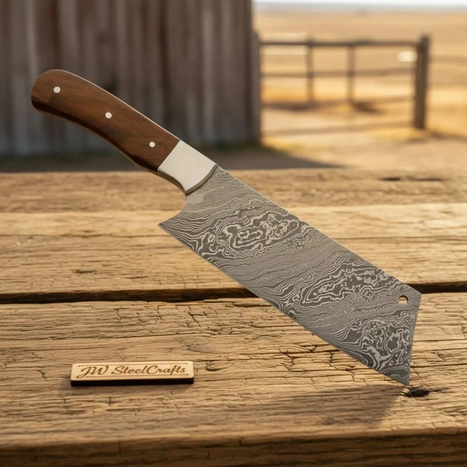 Custom Damascus Steel Kitchen Knife Set, 5-Piece Collection with Rosewood Handles