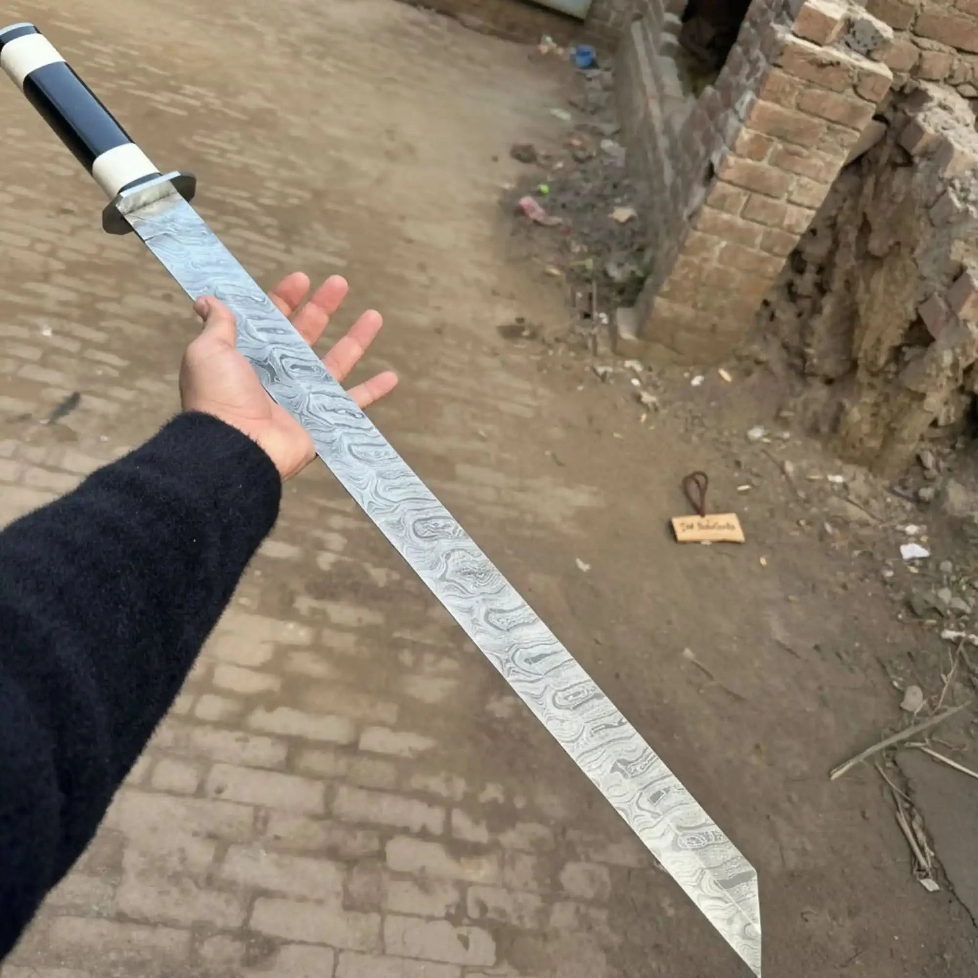 Handmade Damascus Seax Sword 15-Inch Blade, Viking & Anglo-Saxon Replica by JW SteelCrafts, Southern handmade gift main product photo