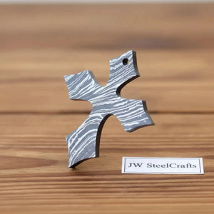 Damascus Gothic Cross Pendant with Flared Pattée Arms