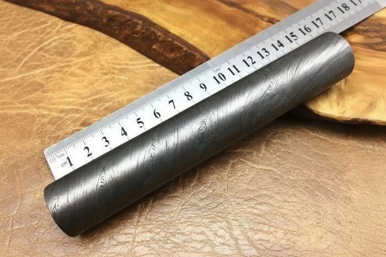 6” Damascus Steel Round Bar Rod 25.5 mm Diameter for Ring Making by JW SteelCrafts, handmade jewelry main product photo