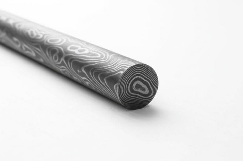 Damascus Steel Rod 10 Inch Round Pattern Welded Bar for Ring Making by JW SteelCrafts, handmade jewelry detail photo 2