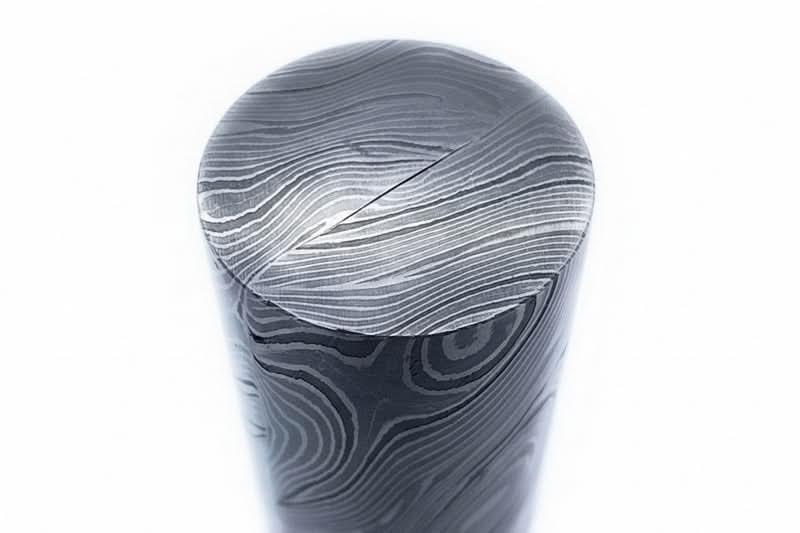 Damascus Steel Round Bar 5.5 Inch Length 32 mm Thick Rod for Ring Making by JW SteelCrafts, handmade jewelry detail photo 2
