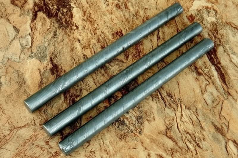 3 Piece Damascus Steel Rod Set 10 Inch Round Bars for Ring Making by JW SteelCrafts, handmade jewelry main product photo