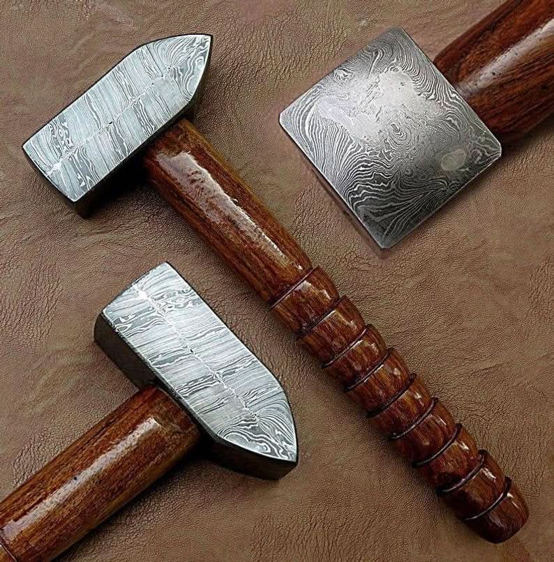 DAMASCUS steel Blacksmith Hammer by JW SteelCrafts, Southern lifestyle apparel main product photo