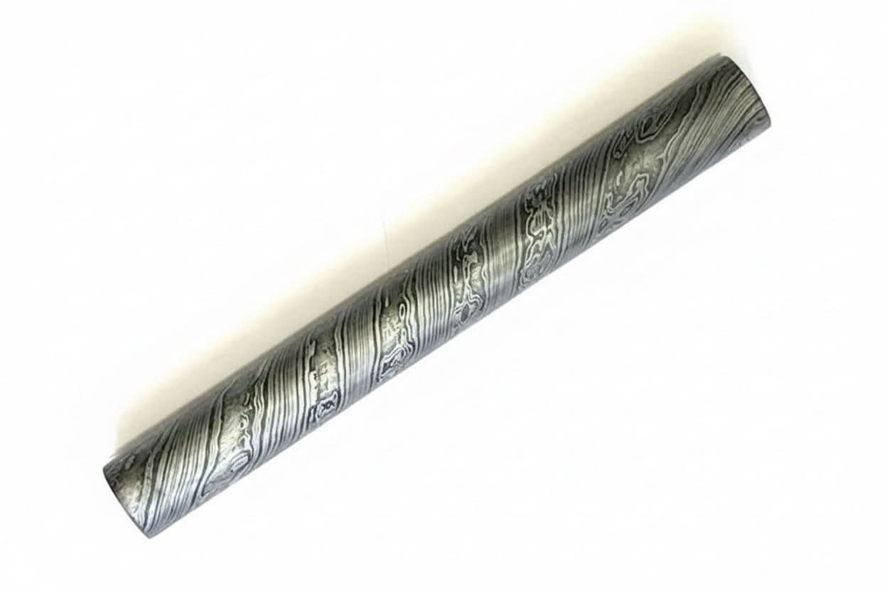 10.5 Inch Twisted Damascus Steel Round Bar 30 mm Billet for Ring and Guard Making by JW SteelCrafts, handmade jewelry main product photo