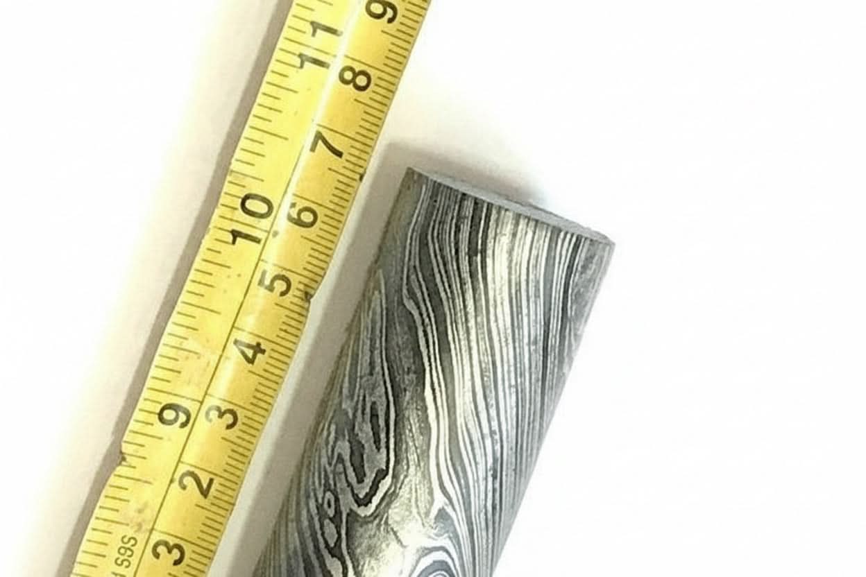10.5 Inch Twisted Damascus Steel Round Bar 30 mm Billet for Ring and Guard Making by JW SteelCrafts, handmade jewelry detail photo 2