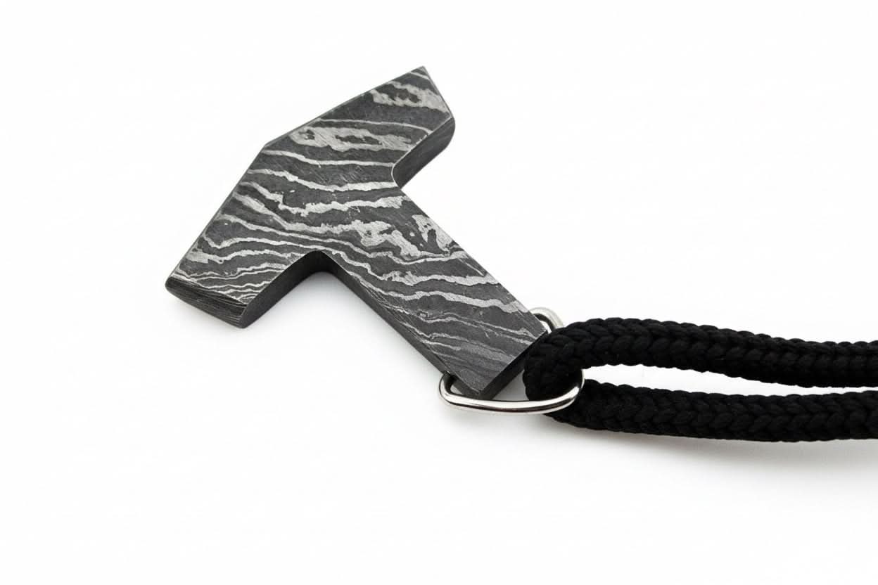 DE-0014 Custom Handmade Damascus steel Viking pendant /Thor Hammer Pendant/Jeweller by JW SteelCrafts, handmade jewelry main product photo