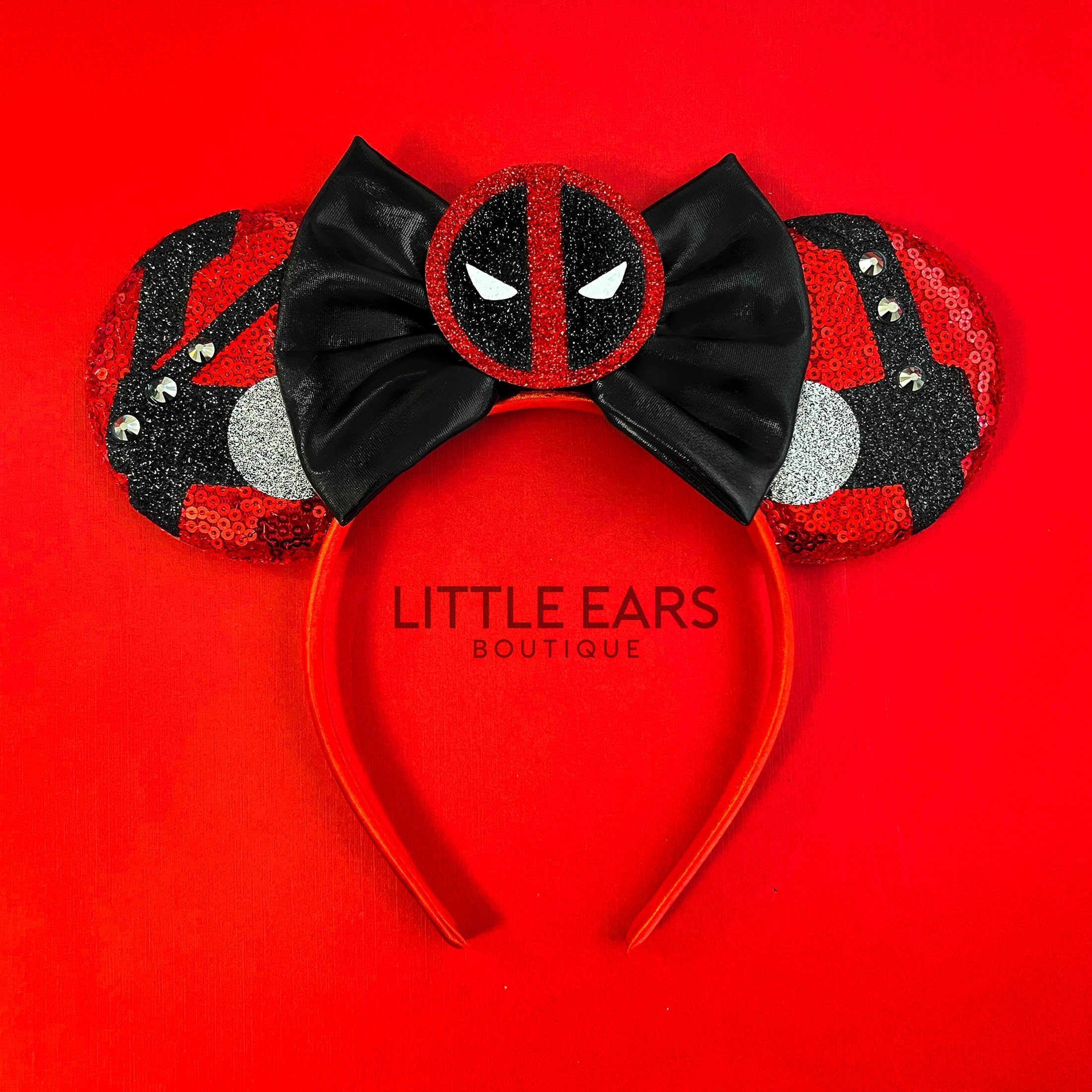 Deadpool inspired handmade theme park ears by Little Ears Boutique