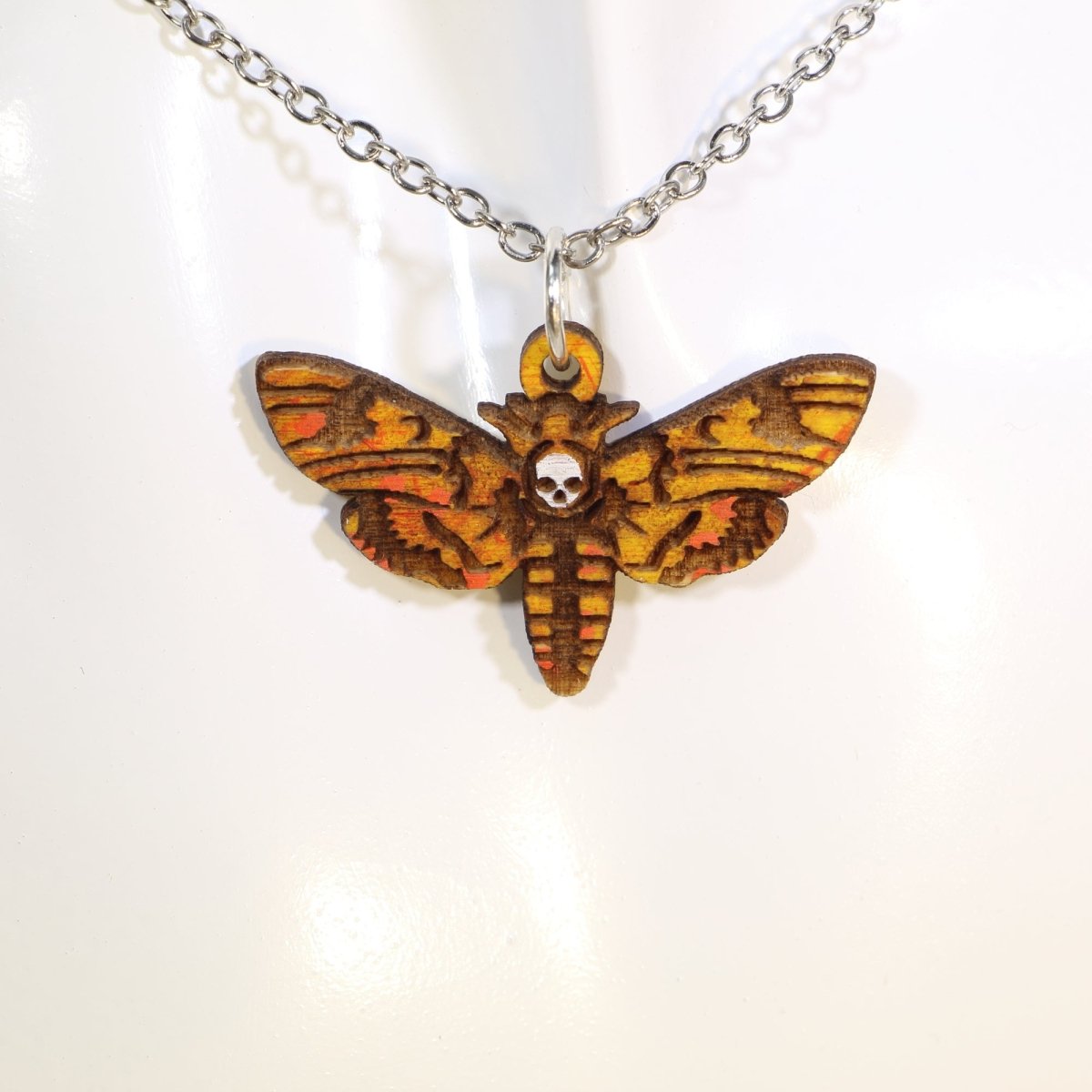 Death Head Hawkmoth Wooden Dangle Earrings | Gothic Insect Jewelry