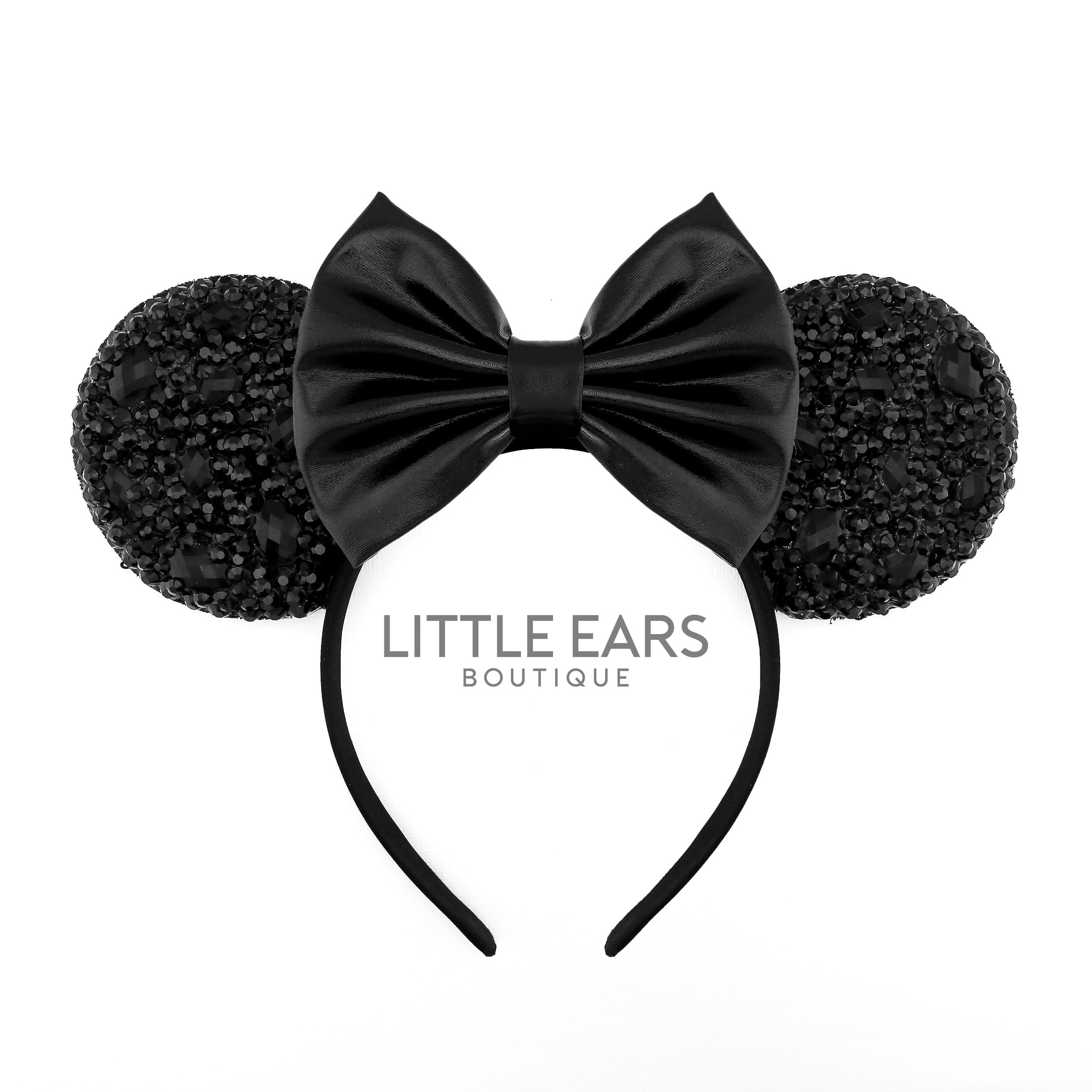 Deep black sparkle theme park ears by Little Ears Boutique