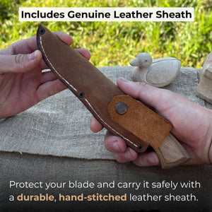 Detail Wood Carving Knife with Leather Sheath, Blade 5 cm (1.97 inches)