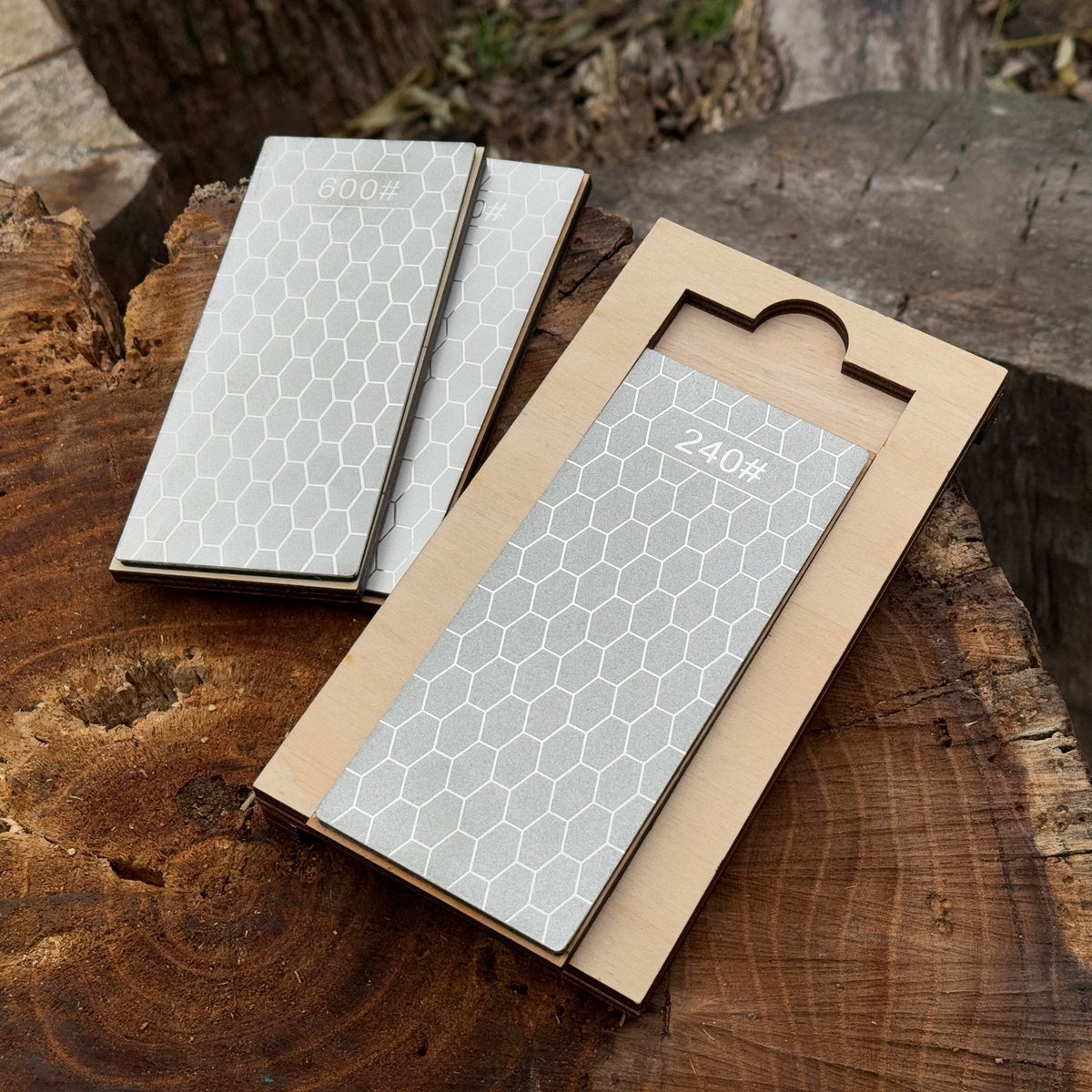 Diamond Sharpening Stone Set with Wooden Stand by Sharky Forged Steel Tools — view 1