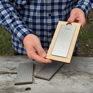 Diamond Sharpening Stone Set with Wooden Stand – 240 / 600 / 1200 Grit