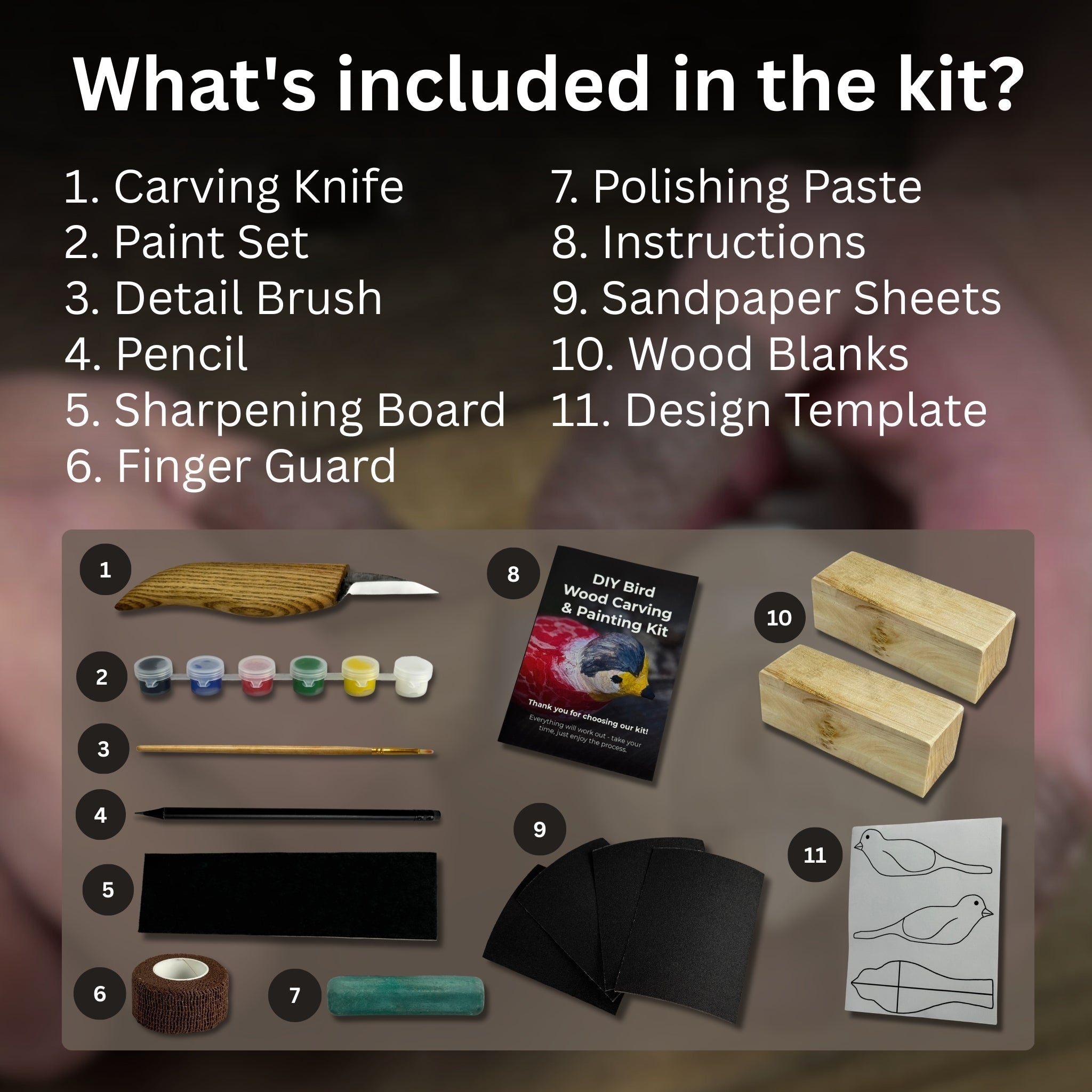 DIY Bird Wood Carving & Painting Kit