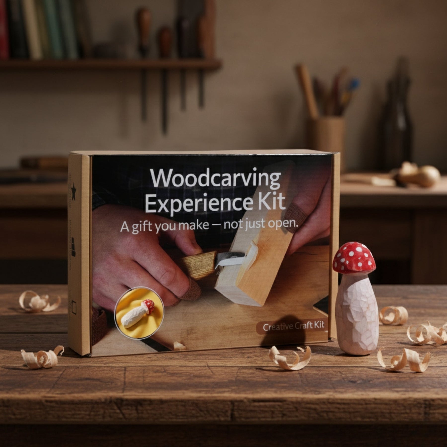 DIY Mushroom Wood Carving & Painting Kit