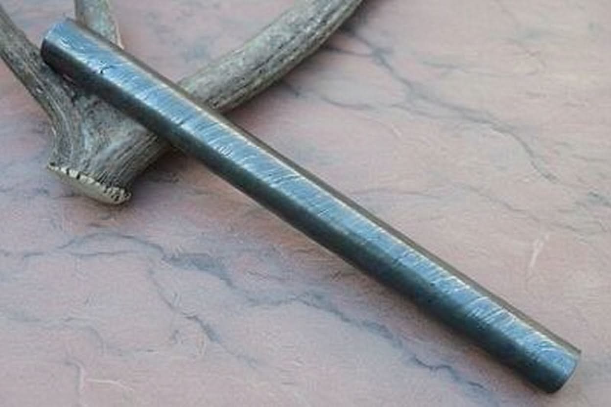 Twisted Damascus Steel Round Bar For Knife Guard/ring Jewelry Making by JW SteelCrafts, Damascus knife main product photo
