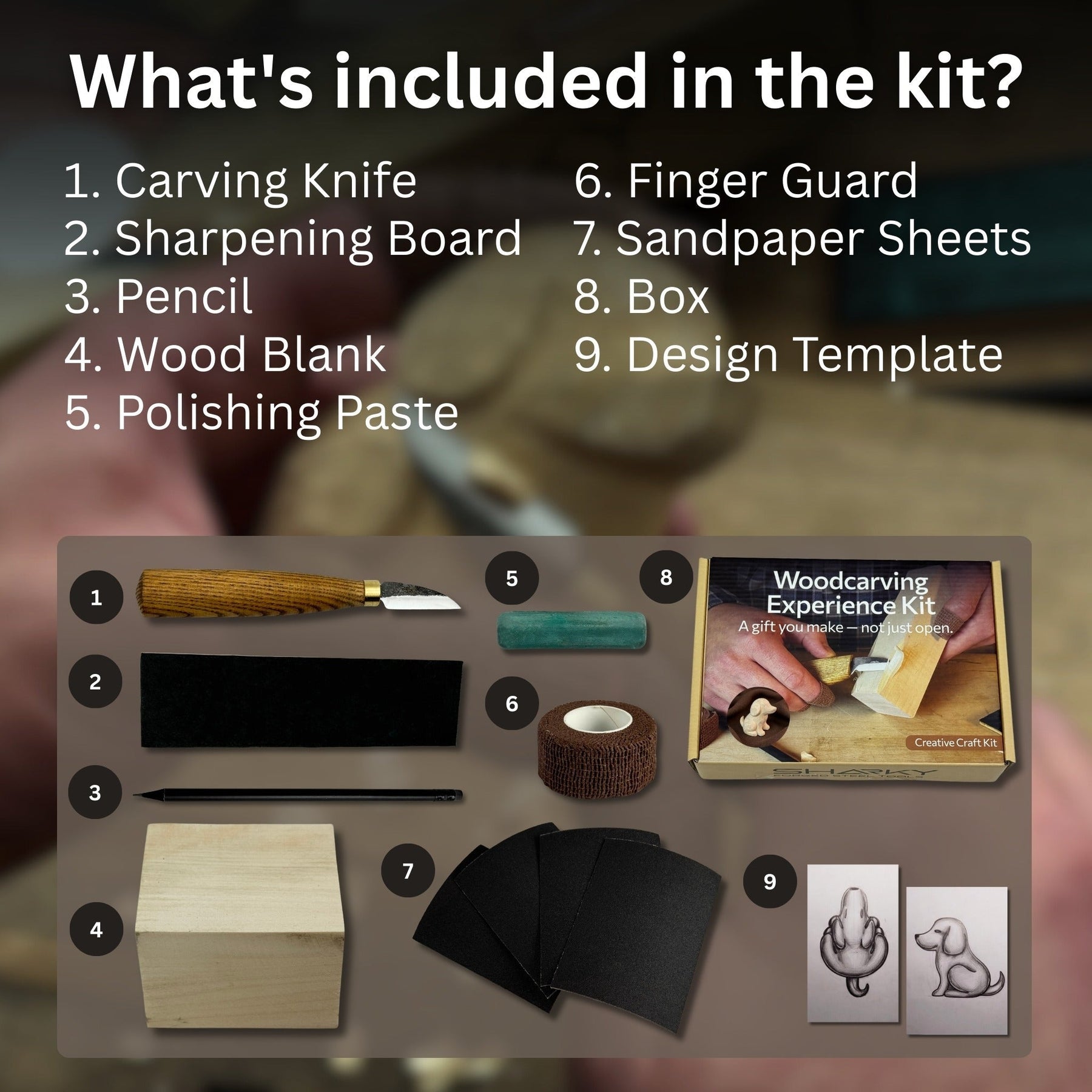 Dog Carving Kit - Complete Starter Whittling Kit for Beginners, Adults, Teens, and Kids