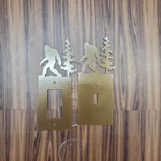 Bigfoot Metal Light Switch Cover – Forest Creature Plate – Powder Coated Steel (Single/Double Gang or Rocker) – Rustic Cabin