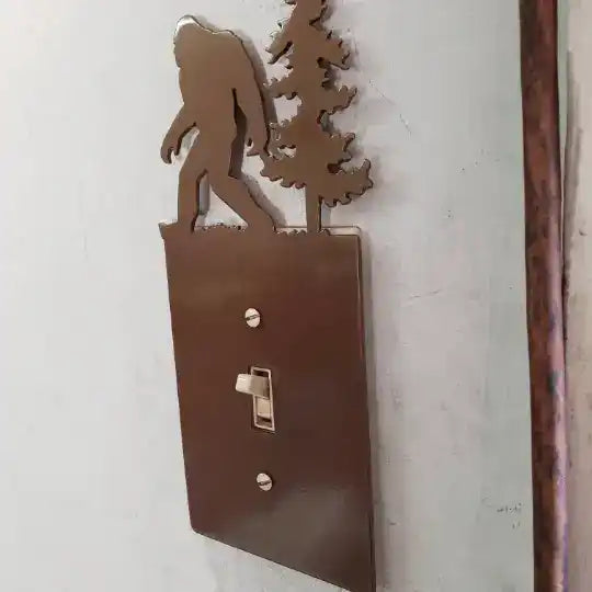 Bigfoot Metal Light Switch Cover – Forest Creature Plate – Powder Coated Steel (Single/Double Gang or Rocker) – Rustic Cabin